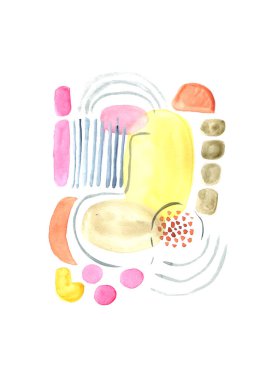 Soyut el çizimi suluboya arka plan şekilleri