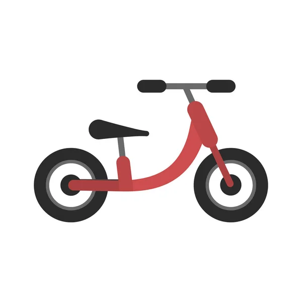 Carino piatto rosso e nero bambini balance bike icona — Vettoriale Stock