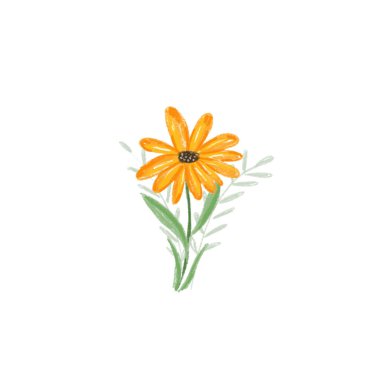 Şirin el çizimi, renkli çiçek çizimi.