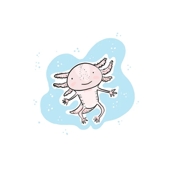 Cute sketch hand drawn color axolotl illustration — Φωτογραφία Αρχείου