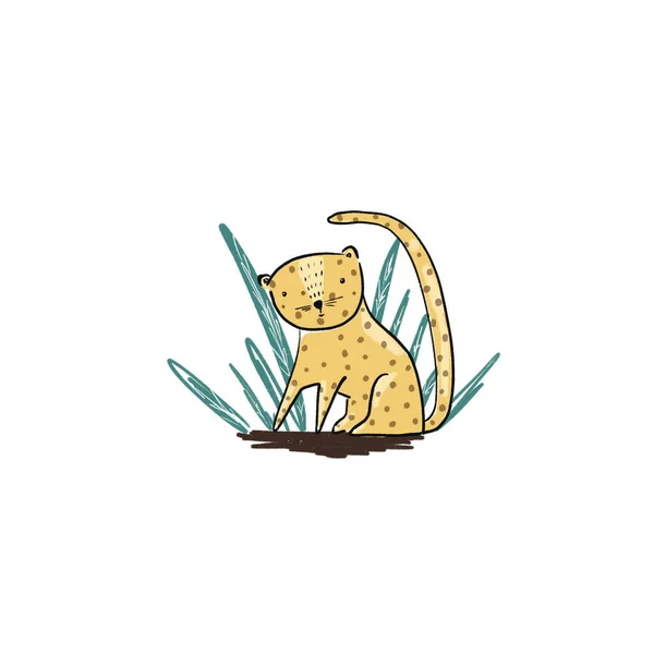 Leuke schets met de hand getekend kleur luipaard illustratie — Stockfoto