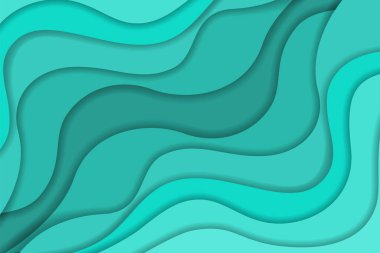 Bright turquoise wavy paper cut background