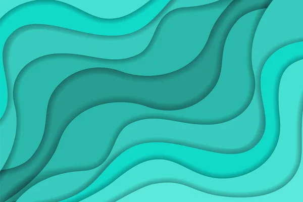 明亮的绿松石波浪形剪纸背景 — 图库矢量图片