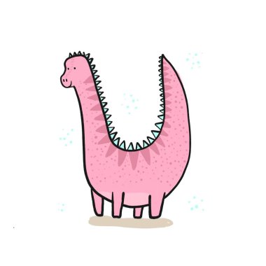 Şirin el çizimi renkli brachiosaurus çizimi