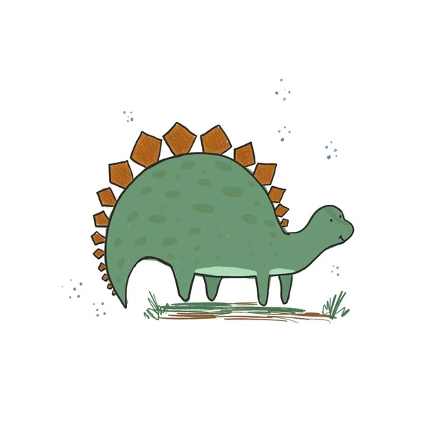 Aranyos kézzel rajzolt színes stegosaurus illusztráció — Stock Fotó