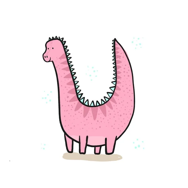 Roztomilé ručně kreslené barvy brachiosaurus ilustrace — Stock fotografie