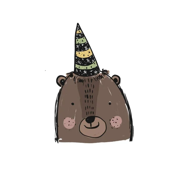 Cute sketch hand drawn bear head illustration — Stock Photo, Image