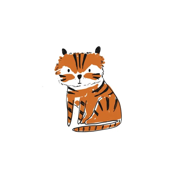 Nette Skizze von Hand gezeichnet orange Tiger Illustration — Stockfoto
