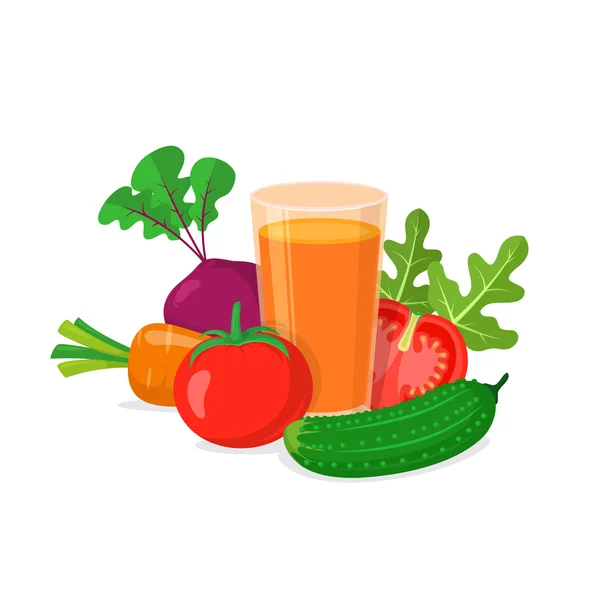 Vaso de jugo de verduras . — Vector de stock