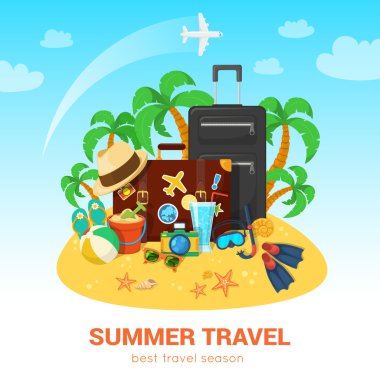 Egzotik ada ve seyahat aksesuarları.