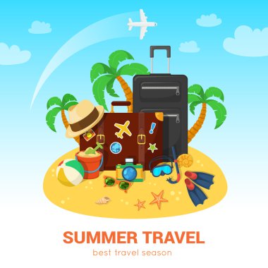 Egzotik ada ve seyahat aksesuarları.