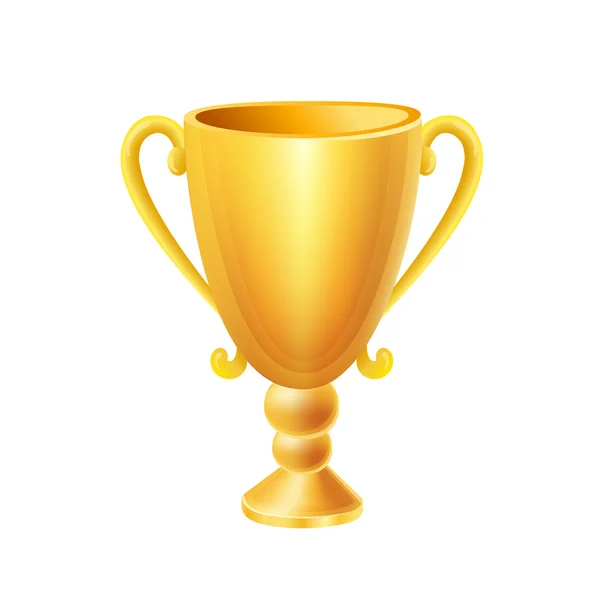 Zlatá trofej poháru izolované na bílém. — Stockový vektor