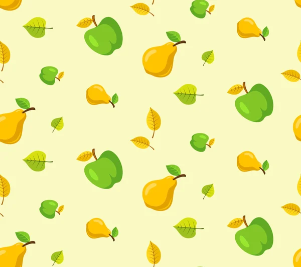 Fondo de manzanas y peras . — Vector de stock