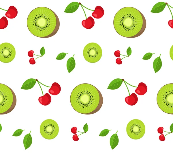 Kiwi and cherries background. — Stock Vector