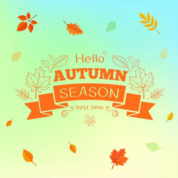 Fall leaves pattern and text. — Stock Vector