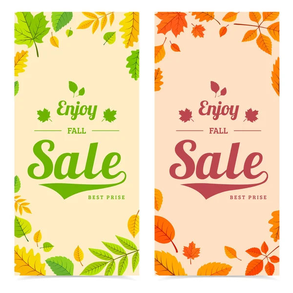 Folhas de outono coloridas e texto de venda . — Vetor de Stock