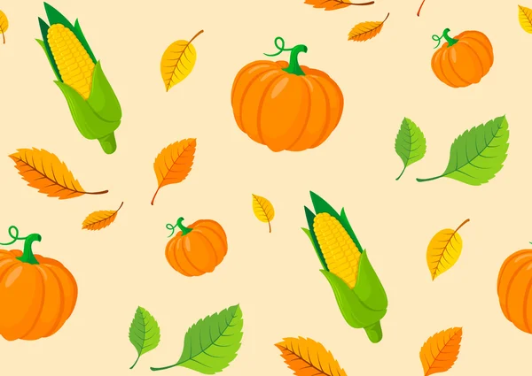 Modèle sans couture à partir de feuilles d'automne et de citrouilles . — Image vectorielle