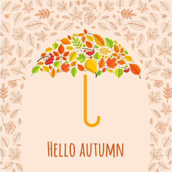 Umbrella from fall leaves. — Stock Vector