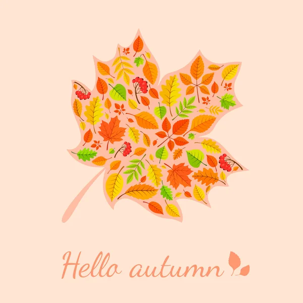 Feuille d'érable avec motif automne . — Image vectorielle