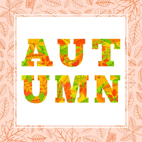 Autumn word from colorful leaves. — Stock Vector