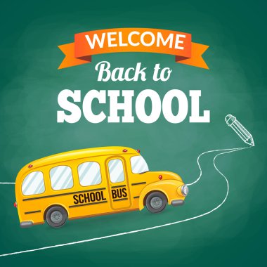 Sarı okul otobüsü ve metin.