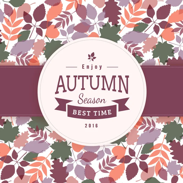 Colorful autumn leaves and text block. — Stock Vector