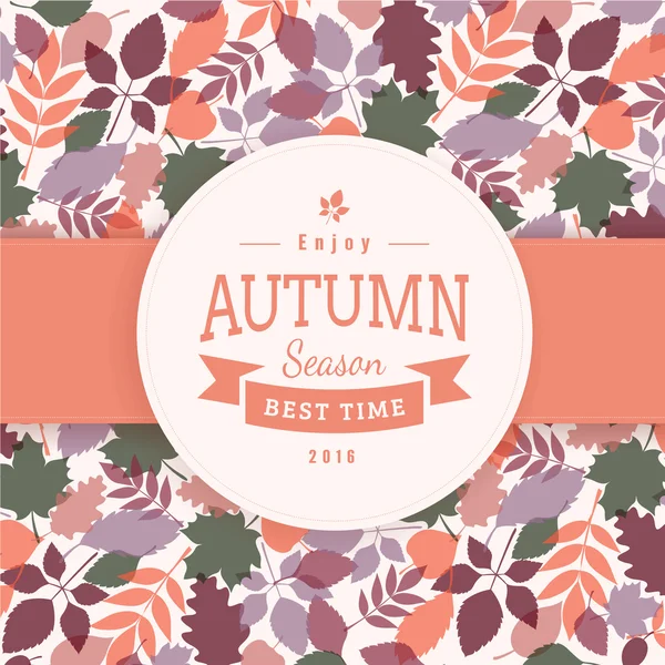 Folhas de outono coloridas e bloco de texto . —  Vetores de Stock