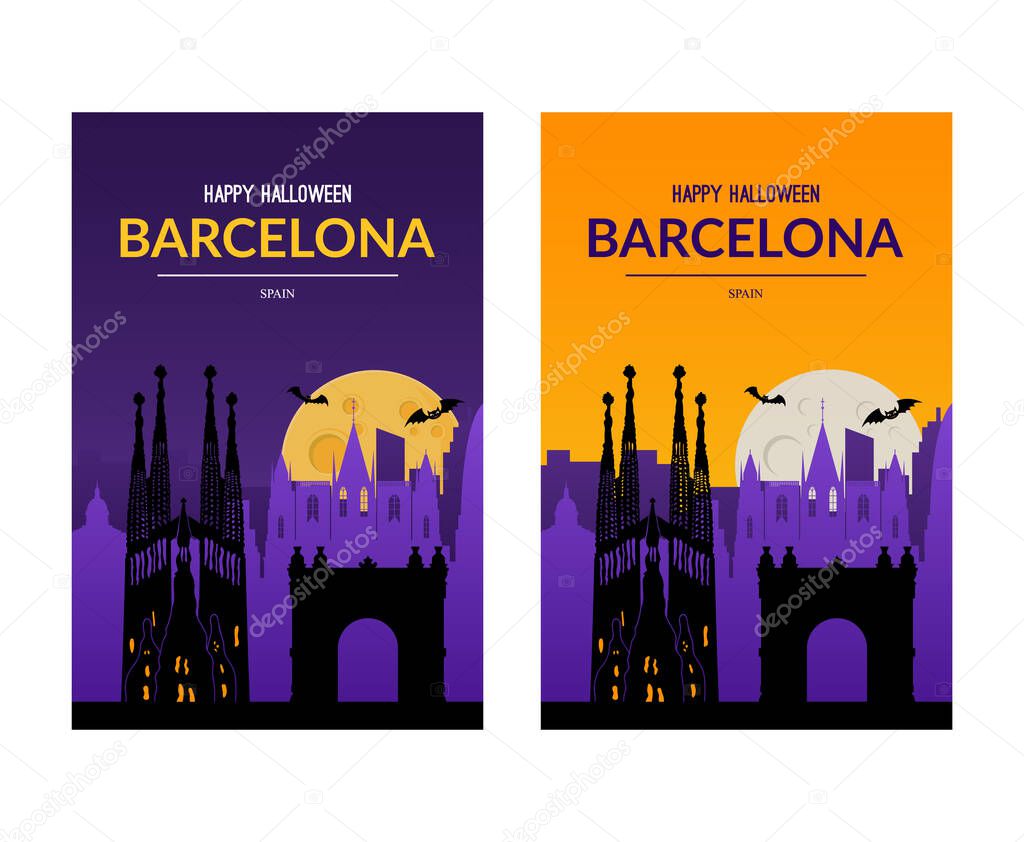 Barcelona, Spain. Halloween holiday background.