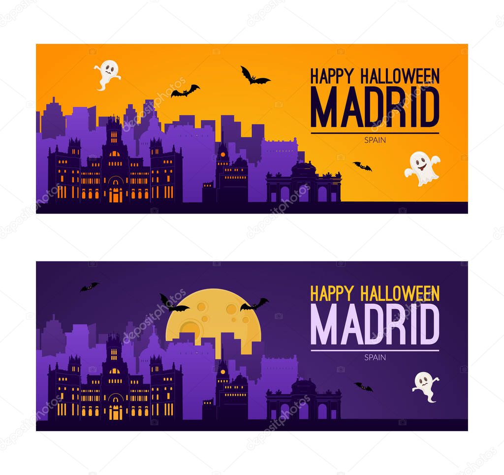 Madrid, Spain. Halloween holiday background.