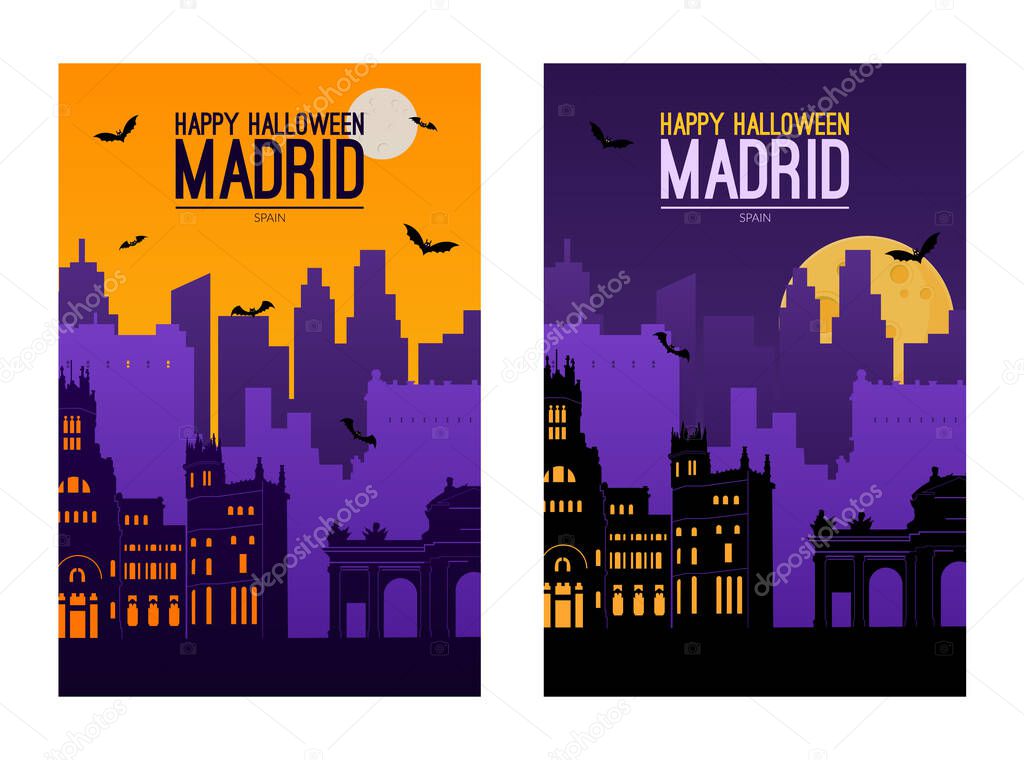 Madrid, Spain. Halloween holiday background.