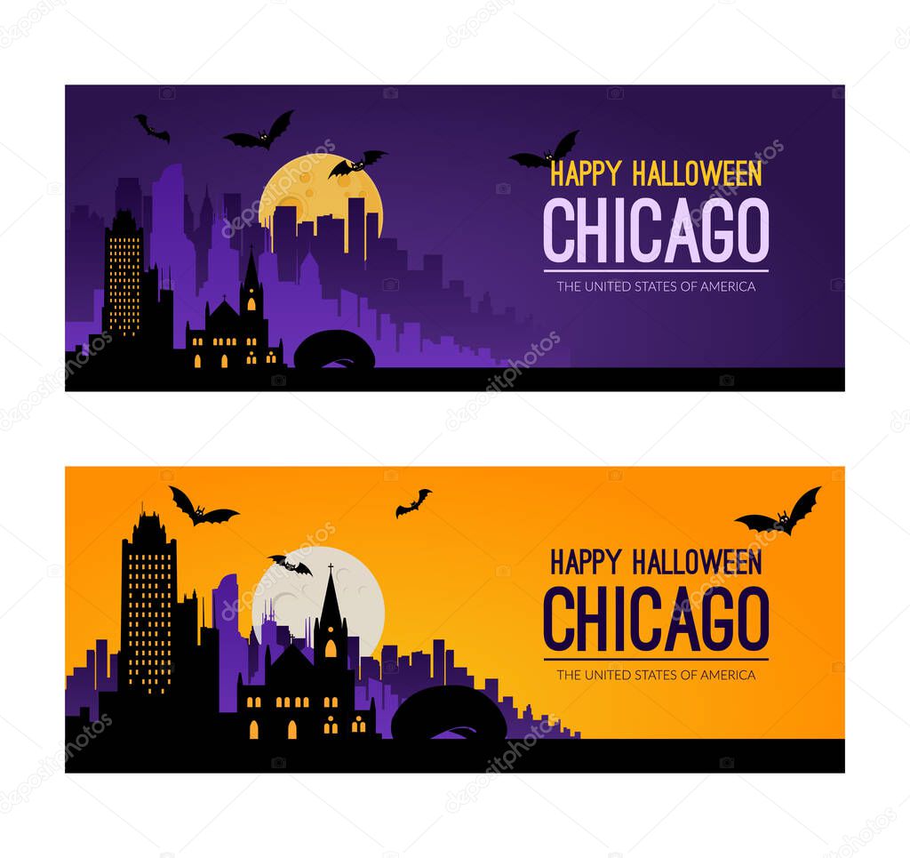 Chicago, USA. Halloween holiday background.