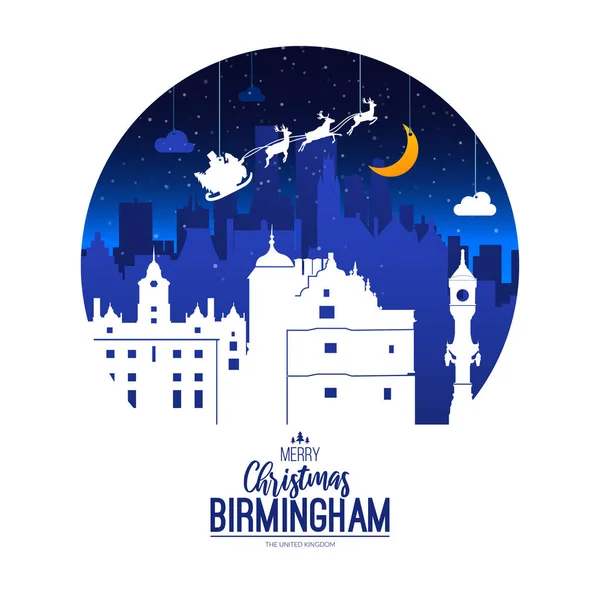 Birmingham, The United Kingdom. Christmas holiday background. — Stock Vector