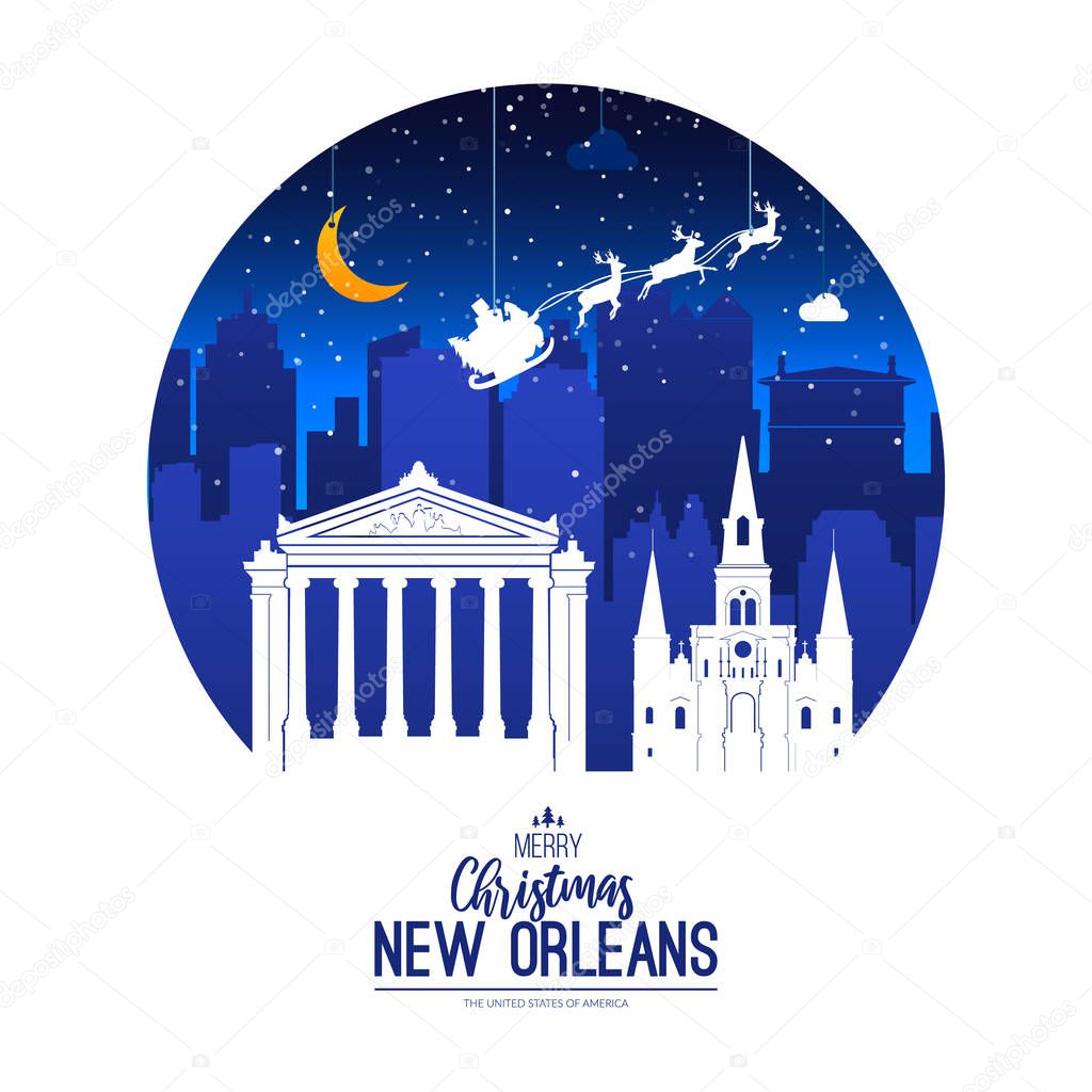 New Orleans, USA. Christmas holiday background.