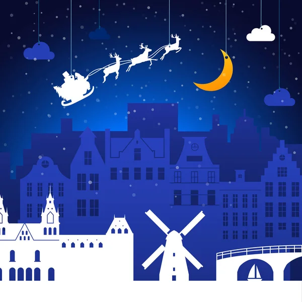 Amsterdam, Netherlands.Christmas holiday background — 스톡 벡터