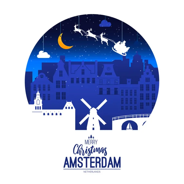 Amsterdam, Netherlands.Christmas holiday background — 스톡 벡터