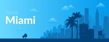 Miami, ABD 'nin ünlü şehir manzarası arka planı.