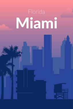 Miami, ABD 'nin ünlü şehir manzarası arka planı.