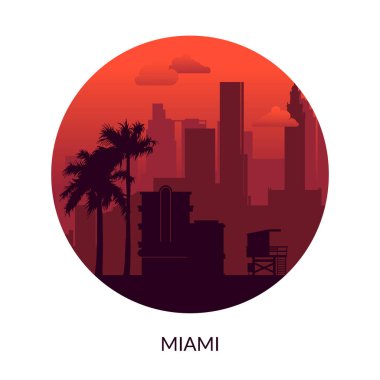 Miami, ABD 'nin ünlü şehir manzarası arka planı.