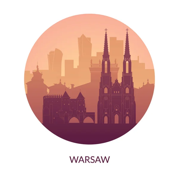 Varsovia, Polonia vista panorámica de la ciudad. — Vector de stock