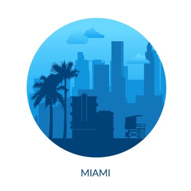 Miami, ABD 'nin ünlü şehir manzarası arka planı.