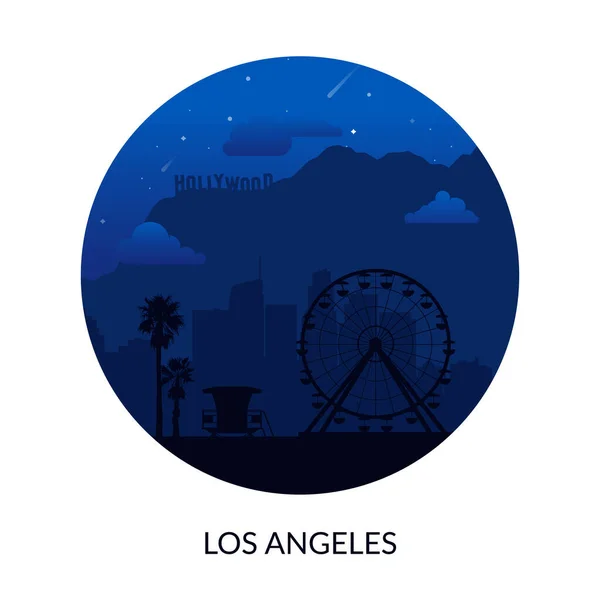 Los Angeles, USA famous city scape background. — Stock Vector