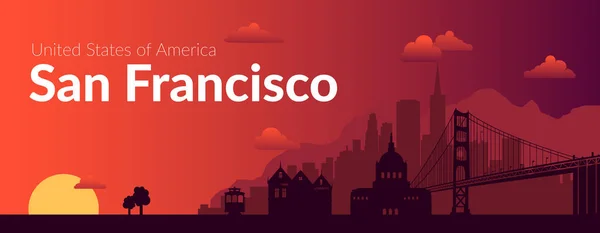 San Francisco, USA famous city scape background. — Stock Vector