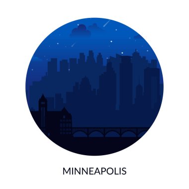 Minneapolis, ABD 'nin ünlü şehir manzarası arka planı.