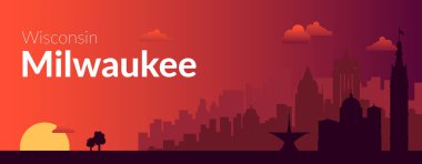 Milwaukee, ABD 'nin ünlü şehir manzarası arka planı.