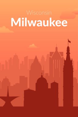 Milwaukee, ABD 'nin ünlü şehir manzarası arka planı.