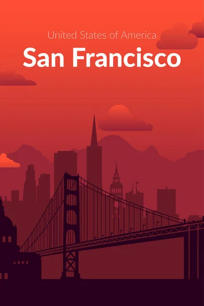 San Francisco, USA słynny krajobraz miasta. — Wektor stockowy