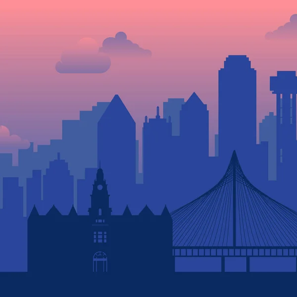 Dallas, États-Unis célèbre paysage de ville vue arrière-plan. — Image vectorielle