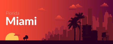 Miami, ABD 'nin ünlü şehir manzarası arka planı.