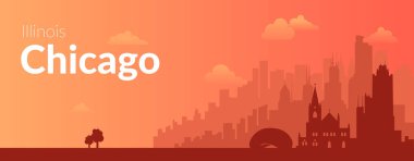 Chicago, ABD 'nin ünlü şehir manzarası arka planı.