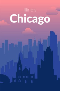 Chicago, ABD 'nin ünlü şehir manzarası arka planı.
